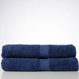 Canningvale Royal Splendour Bath Sheet Twin Pack - Mezzanotte Blue, Combed Cotton by Canningvale, a Towels & Washcloths for sale on Style Sourcebook