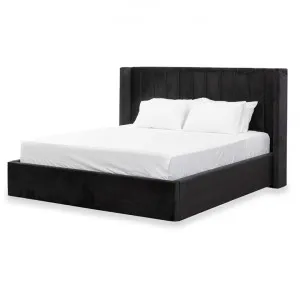 Hillsdale Queen Wide Base Bed Frame - Black Velvet by Interior Secrets - AfterPay Available by Interior Secrets, a Beds & Bed Frames for sale on Style Sourcebook