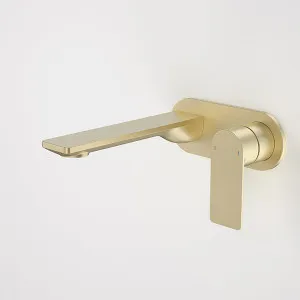 Caroma Urbane II 180mm Lead Free Wall Basin/Bath Mixer Round Brushed Brass by Caroma, a Bathroom Taps & Mixers for sale on Style Sourcebook