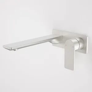 Caroma Urbane II 220mm Lead Free Wall Basin/Bath Mixer Rectangle Brushed Nickel by Caroma, a Bathroom Taps & Mixers for sale on Style Sourcebook