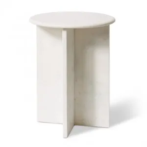 Keely Marble Side Table White by James Lane, a Side Table for sale on Style Sourcebook