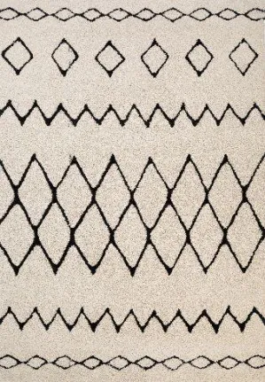 Hiero Boho Patterned Rug - Ivory and Charcoal 200 cm x 290 cm by Interior Secrets - AfterPay Available by Interior Secrets, a Contemporary Rugs for sale on Style Sourcebook