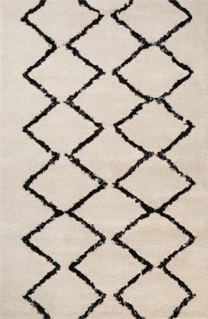 Hiero Moroccan Patterned Rug - Ivory and Charcoal 160 cm x 230 cm by Interior Secrets - AfterPay Available by Interior Secrets, a Contemporary Rugs for sale on Style Sourcebook