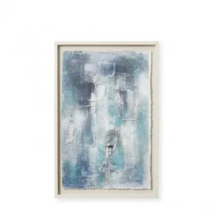 Canal Blue Handpainted Rice Paper Wall Art - 60 x 3 x 90cm by Elme Living, a Painted Canvases for sale on Style Sourcebook