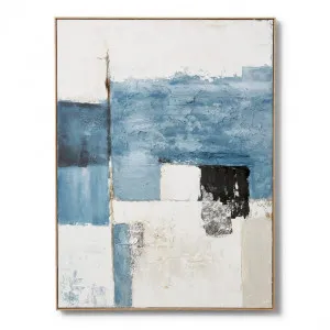 Blue Abstract Hand Painted Wall Art - 90 x 5 x 120cm by Elme Living, a Painted Canvases for sale on Style Sourcebook