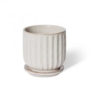 Lara Pot w. Saucer - 12 x 12 x 13cm by Elme Living, a Plant Holders for sale on Style Sourcebook