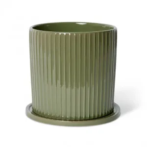 Quinn Pot w. Saucer - 26 x 26 x 24cm by Elme Living, a Plant Holders for sale on Style Sourcebook
