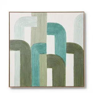 Bello Green Hand Painted Wall Art - 90 x 5 x 90cm by Elme Living, a Painted Canvases for sale on Style Sourcebook