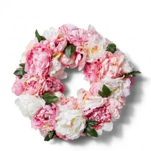 Peony Angelica Wreath - 51 x 13 x 51cm by Elme Living, a Plants for sale on Style Sourcebook