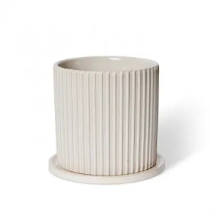 Quinn Pot w. Saucer - 22 x 22 x 20cm by Elme Living, a Plant Holders for sale on Style Sourcebook