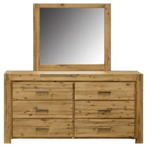 Berida Acacia Timber 6 Drawer Dresser with Mirror by Rivendell Furniture, a Dressers & Chests of Drawers for sale on Style Sourcebook