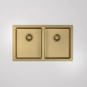 Caroma Urbane II Double Bowl - Brushed Brass by Caroma, a Kitchen Sinks for sale on Style Sourcebook