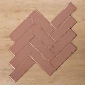 Coolum Pink Gloss Cushioned Edge Ceramic Tile 82x257mm by The Blue Space, a Ceramic Tiles for sale on Style Sourcebook