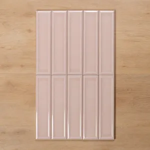 Whitehaven Pink Gloss Frame Ceramic Subway Tile 68x280mm by The Blue Space, a Ceramic Tiles for sale on Style Sourcebook