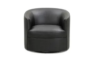 Autumn Swivel Leather Classic Armchair, Black Solid Wood And Plywood Framing, by Lounge Lovers by Lounge Lovers, a Chairs for sale on Style Sourcebook