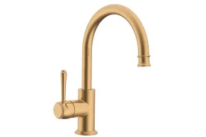 Eternal Gooseneck Basin Mixer Brush Brass by ADP, a Bathroom Taps & Mixers for sale on Style Sourcebook