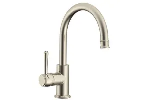 Eternal Gooseneck Basin Mixer Brush Nickel by ADP, a Bathroom Taps & Mixers for sale on Style Sourcebook