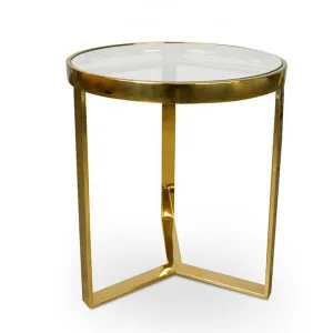Marcelo 50cm Side Table With Golden Stainless Steel Base - Last One by Interior Secrets - AfterPay Available by Interior Secrets, a Side Table for sale on Style Sourcebook