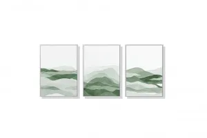 Set of 3 Sage Green Mountain Wall Art Canvas 3 sizes available 60cm x 40cm by Luxe Mirrors, a Artwork & Wall Decor for sale on Style Sourcebook