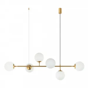 Nora Living Tondo 6 Light Brass Pendant (E27) Opal by Nora Living, a Pendant Lighting for sale on Style Sourcebook