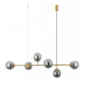 Nora Living Tondo 6 Light Brass Pendant (E27) Smoke by Nora Living, a Pendant Lighting for sale on Style Sourcebook