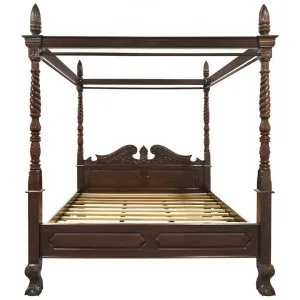Jepara Mahogany Timber 4 Poster Bed, Queen, Mahogany by Centrum Furniture, a Beds & Bed Frames for sale on Style Sourcebook