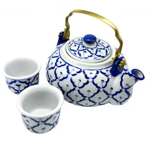 Miyako 3 Piece Hand Painted Ceramic Oriental Teapot & Cup Set, No.2, Large by LIVGGO, a Cups & Mugs for sale on Style Sourcebook