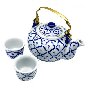Miyako 3 Piece Hand Painted Ceramic Oriental Teapot & Cup Set, No.2, Small by LIVGGO, a Cups & Mugs for sale on Style Sourcebook