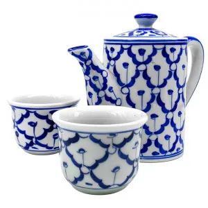 Miyako 3 Piece Hand Painted Ceramic Oriental Teapot & Cup Set, No.4 by LIVGGO, a Cups & Mugs for sale on Style Sourcebook