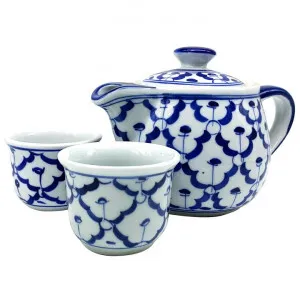 Miyako 3 Piece Hand Painted Ceramic Oriental Teapot & Cup Set, No.5, Small by LIVGGO, a Cups & Mugs for sale on Style Sourcebook