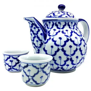 Miyako 3 Piece Hand Painted Ceramic Oriental Teapot & Cup Set, No.6 by LIVGGO, a Cups & Mugs for sale on Style Sourcebook