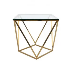 Hibbing Glass & Steel Lamp Table, Gold by Ingram Designer, a Side Table for sale on Style Sourcebook