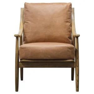 Luzzi Timber Armchair with Leather Cushion, Brown by Franklin Higgins, a Chairs for sale on Style Sourcebook