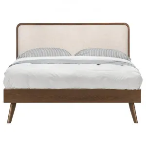 Stella Fabric & Wood Platform Bed, Queen, Oatmeal / Walnut by FLH, a Beds & Bed Frames for sale on Style Sourcebook