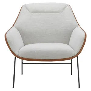Mii Fabric & Vegan Leather Occasional Lounge Armchair, Dove White / Tan by FLH, a Chairs for sale on Style Sourcebook