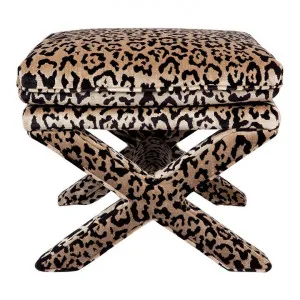 Candace Fabric Foot Stool, Leopard by Cozy Lighting & Living, a Stools for sale on Style Sourcebook