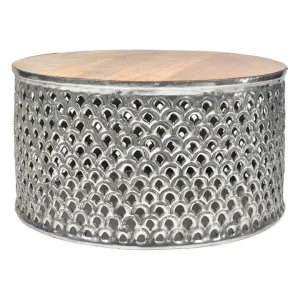 Mellil Moroccan Timber Topped Metal Round Coffee Table, 78cm by Casa Sano, a Coffee Table for sale on Style Sourcebook