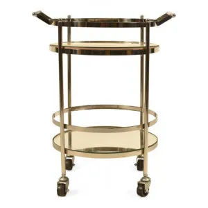 Manhatten Stainless Steel & Glass Bar Cart, Gold by Casa Sano, a Sideboards, Buffets & Trolleys for sale on Style Sourcebook