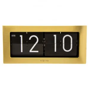 Nextime Big Flip Metal Wall / Table Clock, 36cm, Gold by NexTime, a Clocks for sale on Style Sourcebook