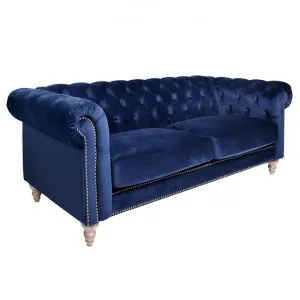 Kendal Velvet Fabric Chesterfield Sofa, 3 Seater, Navy by Affinity Furniture, a Sofas for sale on Style Sourcebook
