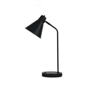 Targa Metal Desk Lamp with USB & Wireless Charging, Black by Oriel Lighting, a Desk Lamps for sale on Style Sourcebook
