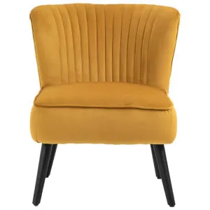Tina Velvet Fabric Slipper Accent Chair, Mustard / Black by Emporium Oggetti, a Chairs for sale on Style Sourcebook