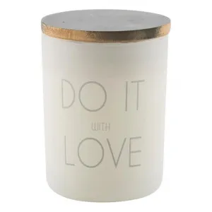 Do It with Love Frosted Glass Candle Holder with Linen Scent Wax by Casa Uno, a Candles for sale on Style Sourcebook