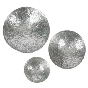 Menara 3 Piece Aluminium Decor Bowl Set Wall Art, Silver by Casa Uno, a Wall Hangings & Decor for sale on Style Sourcebook