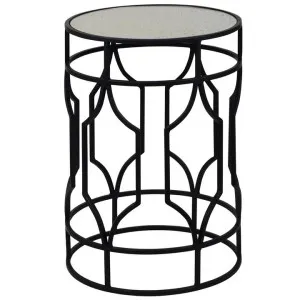 Zara Mirror Topped Iron Round Side Table, Black by COJO Home, a Side Table for sale on Style Sourcebook