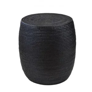 Savannah Rattan Drum Side Table, Black by COJO Home, a Side Table for sale on Style Sourcebook