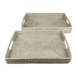 Bay 2 Piece Rattan Rectangular Tray Set by Coast To Coast Home, a Trays for sale on Style Sourcebook