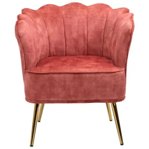 Monsa Velvet Fabric Accent Armchair, Coral by ArteVista Emporium, a Chairs for sale on Style Sourcebook