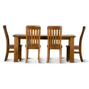 Serafin Rustic Pine Timber 7 Piece Dining Table Set, 180cm, with Timber Seat Chair by Dodicci, a Dining Sets for sale on Style Sourcebook