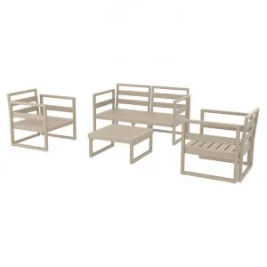 Siesta Mykonos 4 Piece Outdoor Lounge Set, 2+1+1 Seater, Taupe by Siesta, a Outdoor Sofas for sale on Style Sourcebook